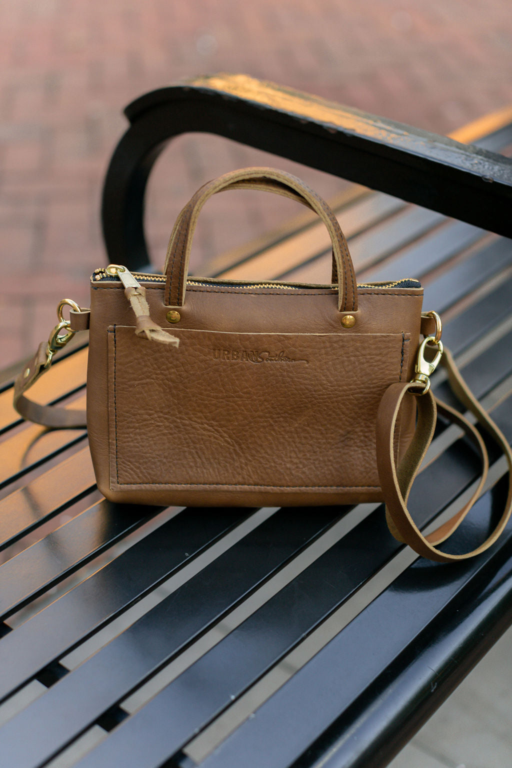 The Urban Southern handcrafted leather Cassidy Crossbody in Mocha.