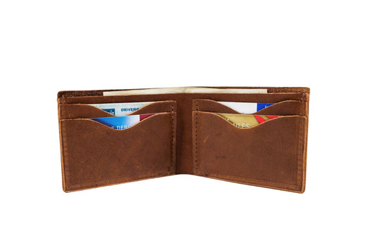 The interior of the Bifold Wallet, featuring its 4 credit card slots with a 12 card capacity.