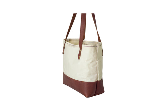 Side of Classic Canvas Tote in Cream
