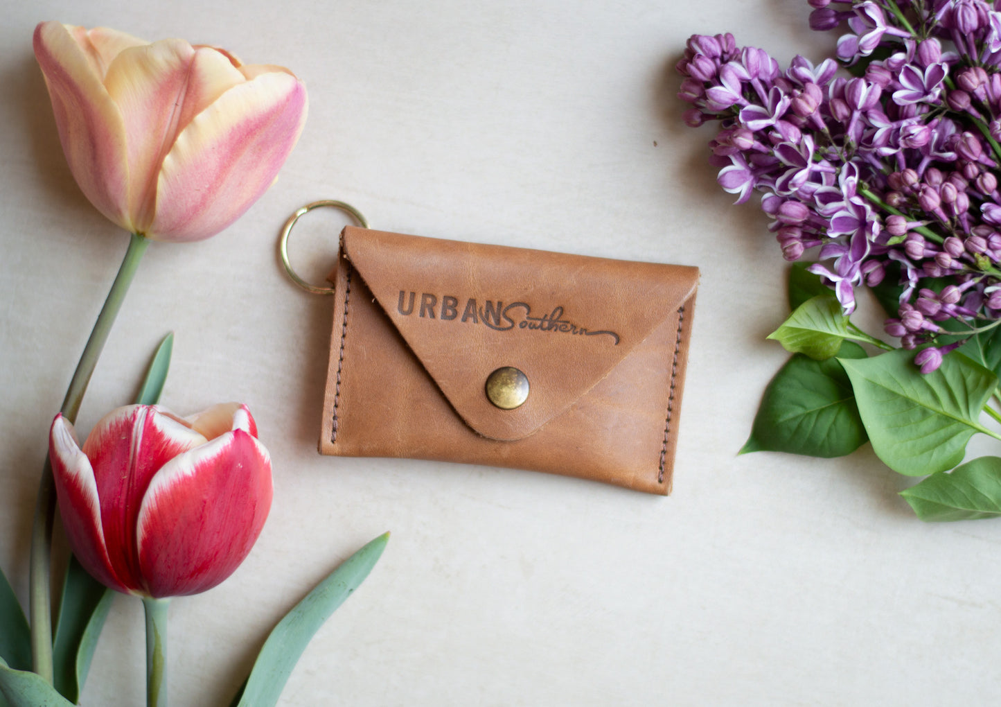 The Urban Southern handcrafted leather Keychain Coin Purse in Honey.