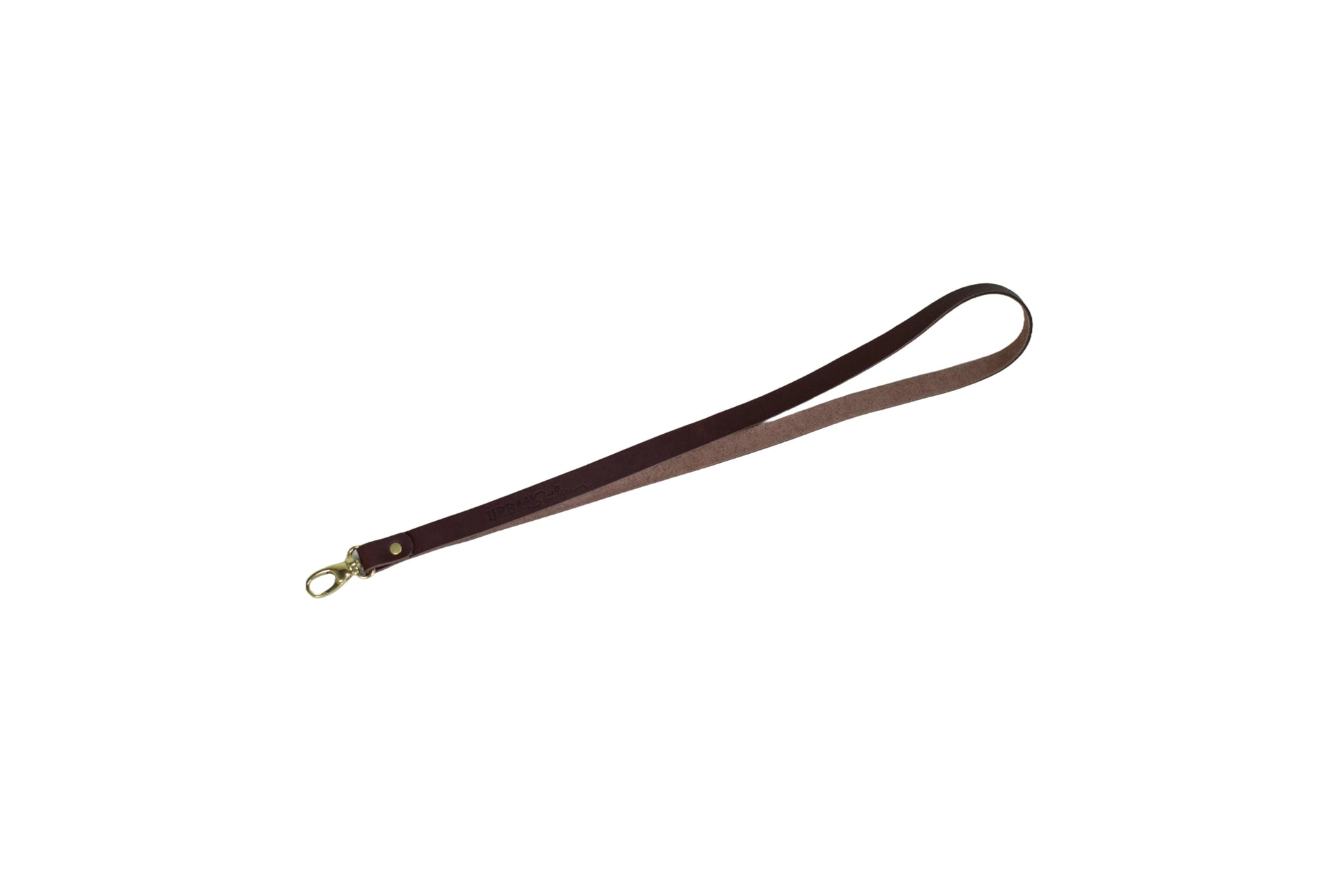 The Urban Southern handcrafted leather lanyard in Chestnut Brown.