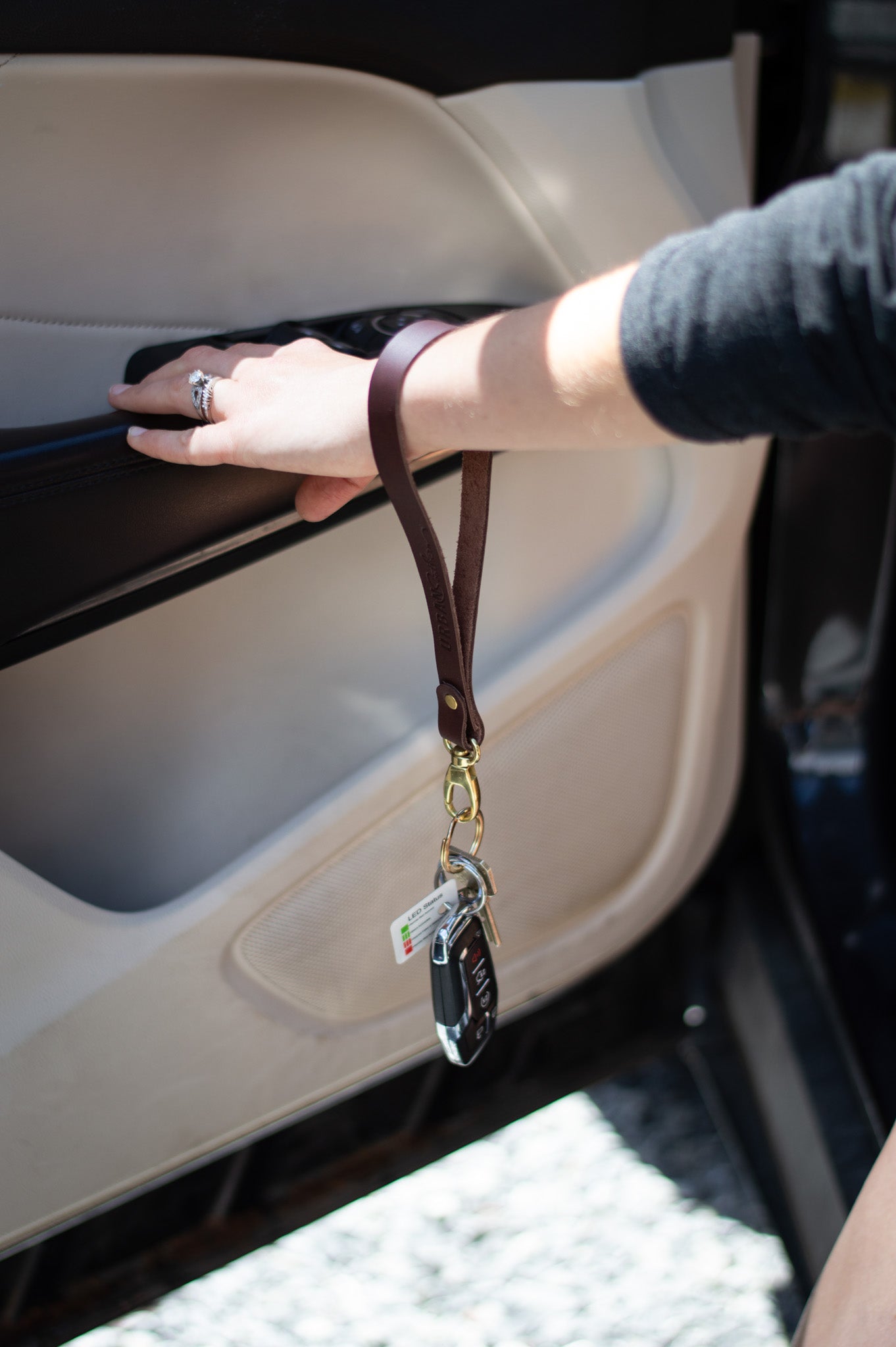 The Urban Southern Leather Wristlet makes it easy to keep your hands free while keeping your keys close.