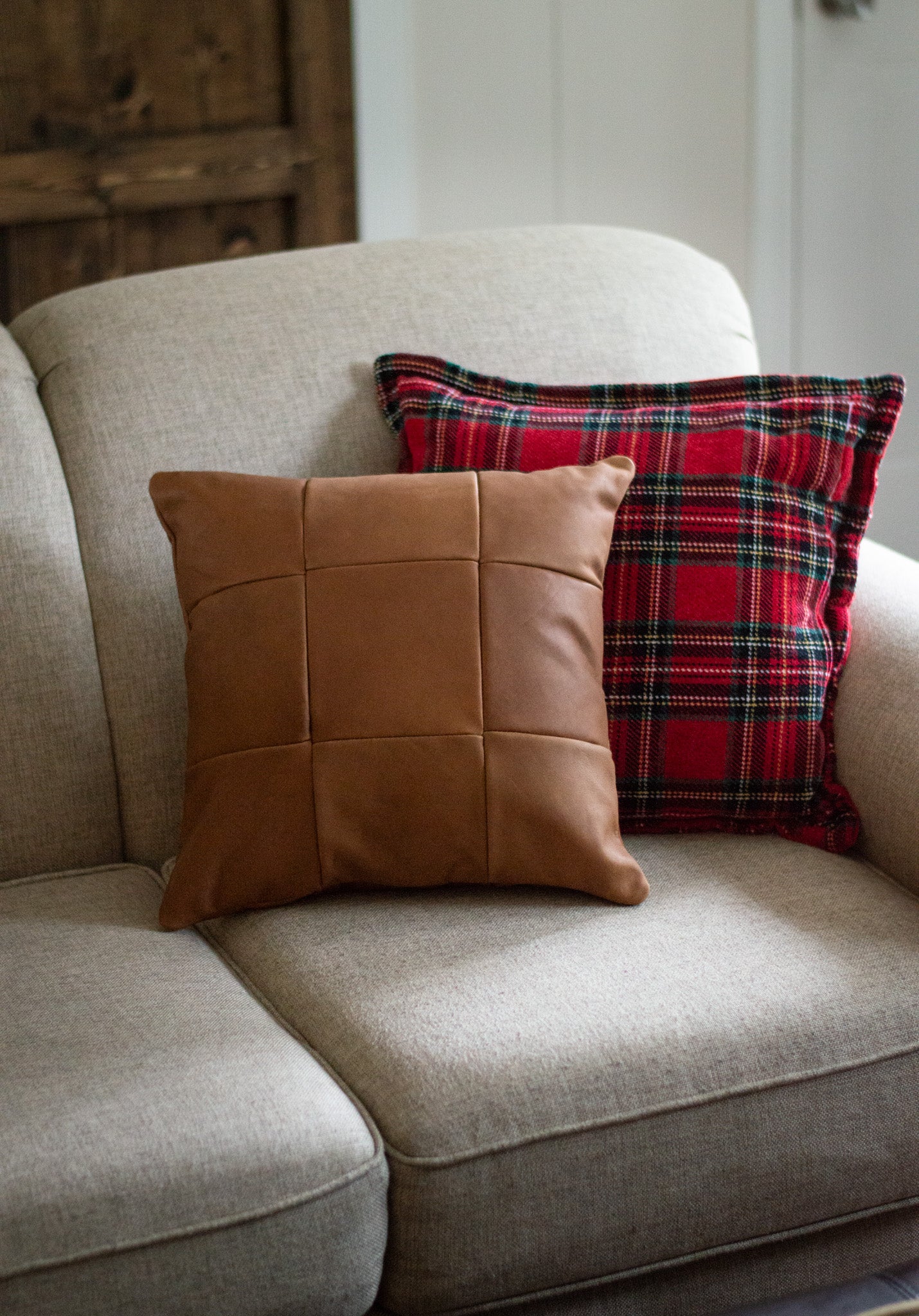 The Urban Southern handcrafted leather Large Leather Pillow is the perfect throw pillow for couches.