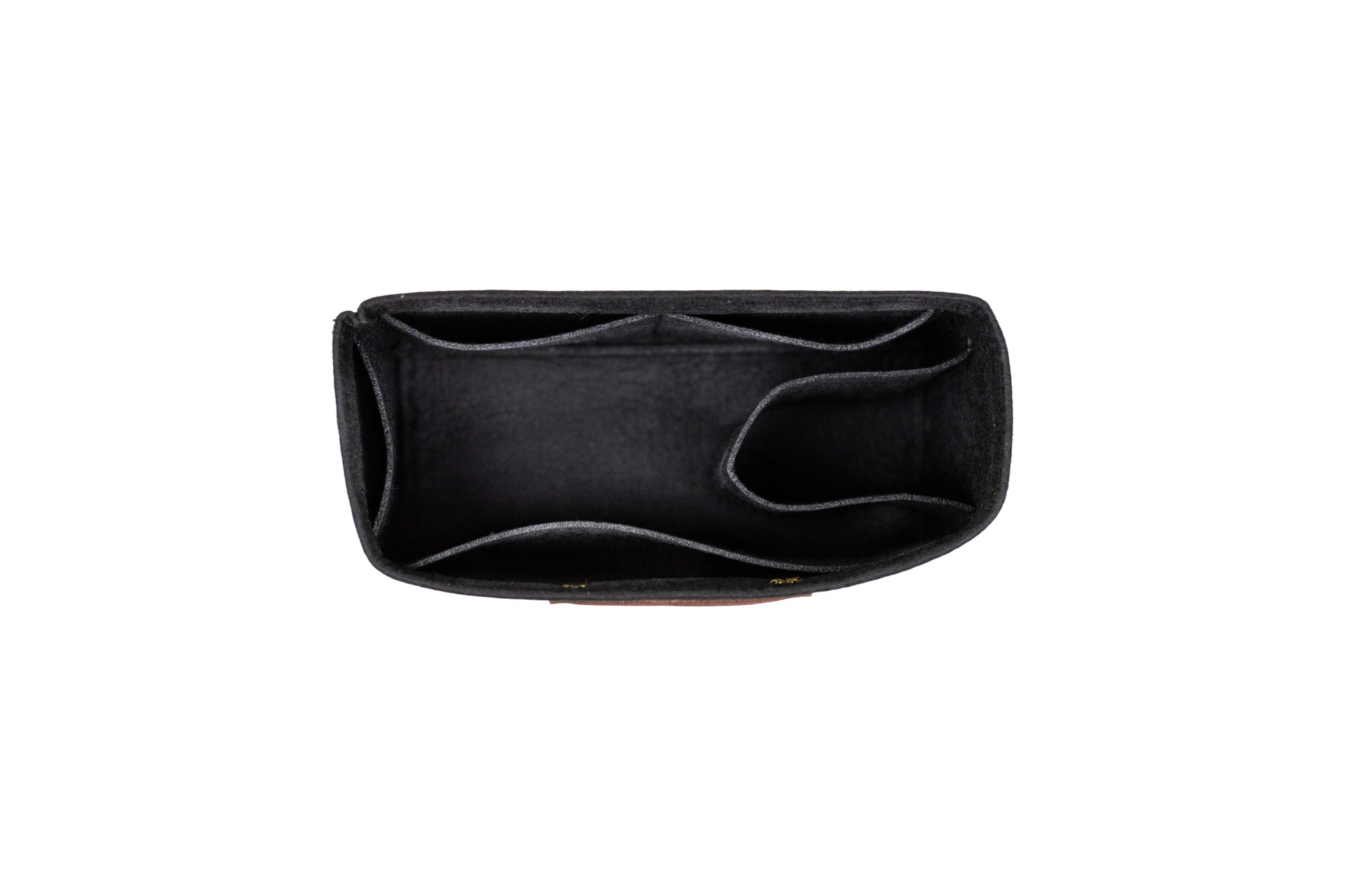 Interior of the Mini Tote Insert, featuring 4 interior pockets & a cup holder.