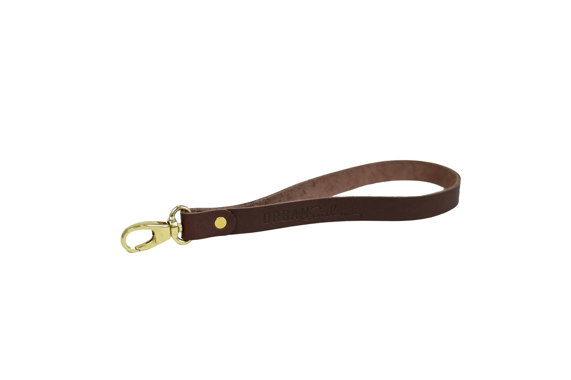 The Urban Southern handcrafted leather Wristlet in Chestnut Brown.