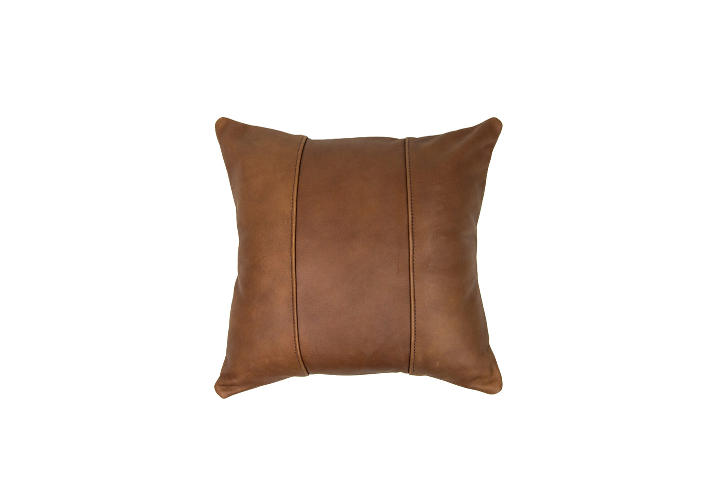 The Urban Southern handcrafted leather Small Pillow design features three vertical strips.