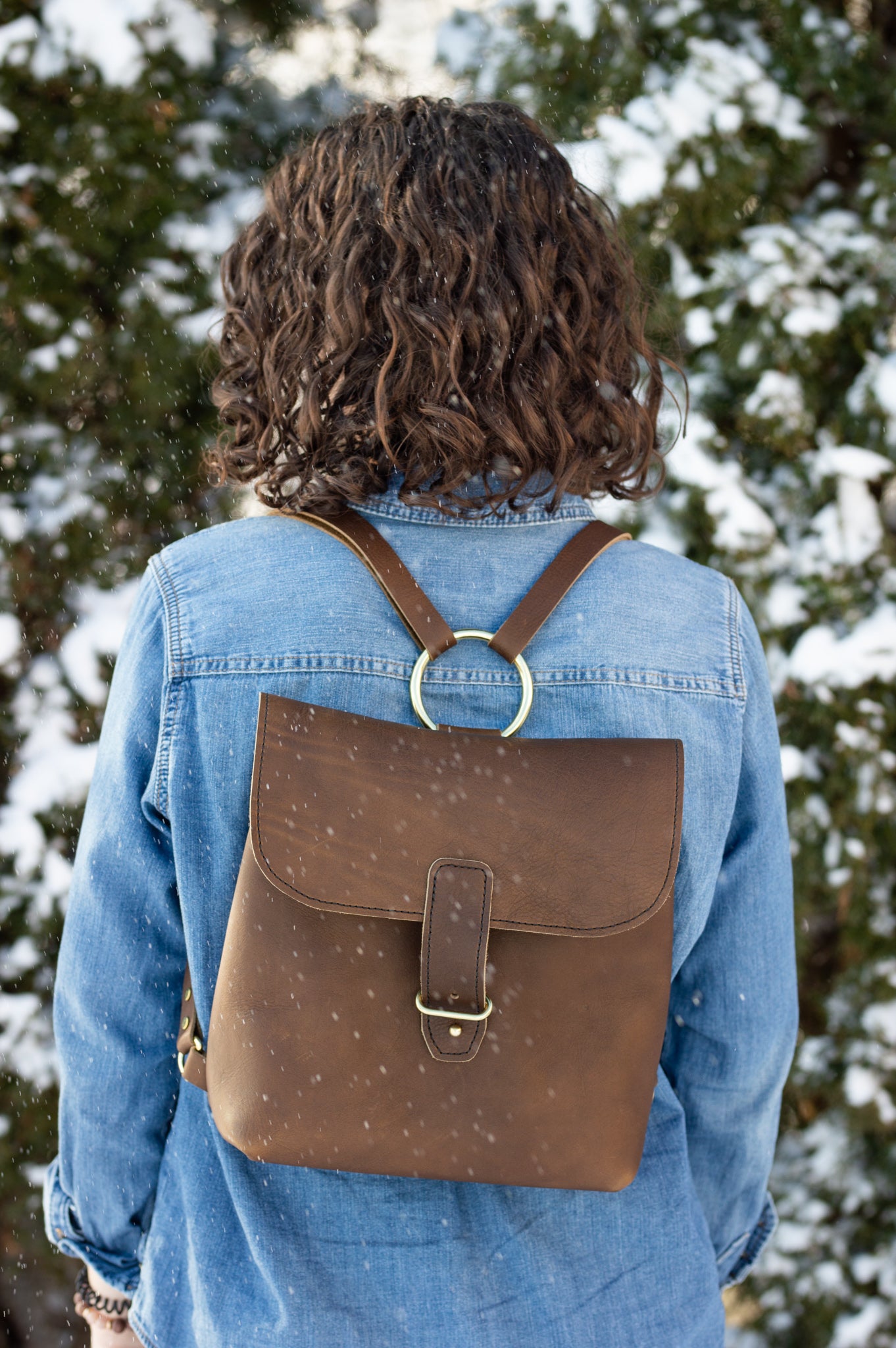 The Urban Southern handcrafted leather Monterey Backpack in Mocha.