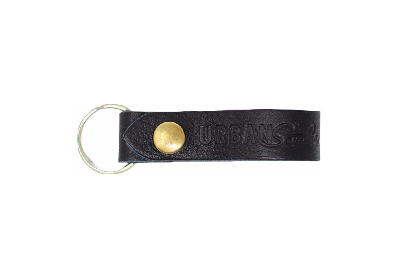 The Urban Key Fob, in the leather color black.