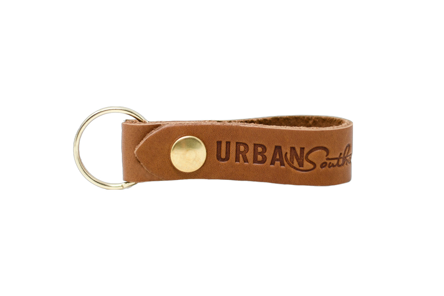 The Urban Key Fob, in the leather color honey.