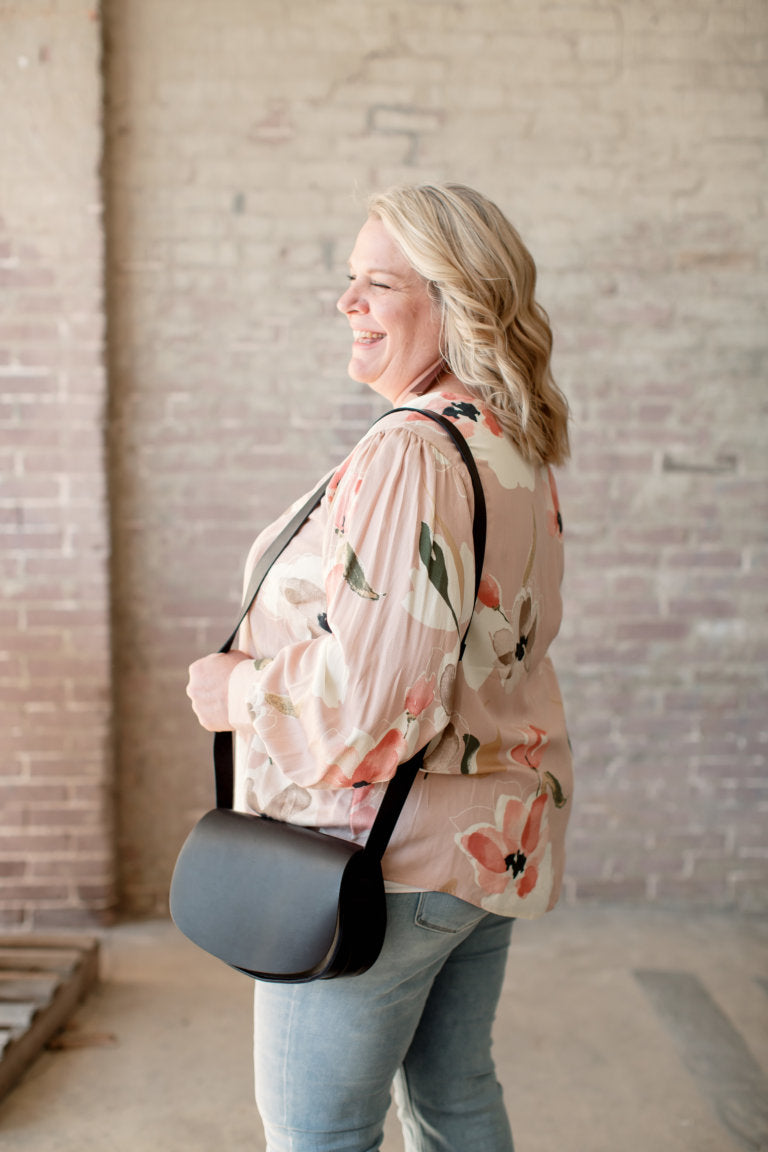 The Urban Southern Half Moon Crossbody bag can be carried over the shoulder or across the chest.