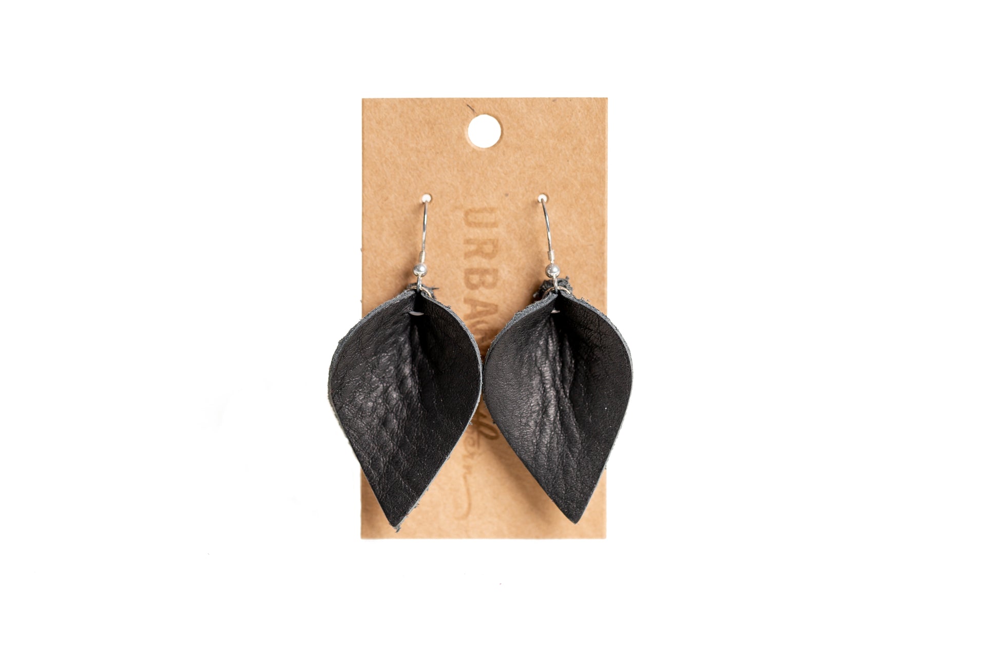 The Urban Southern Leather Teardrop Everyday Earrings in Black.