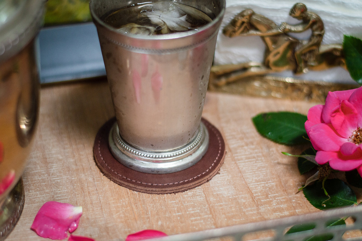 Urban Southern handcrafted leather Coasters are perfect for any drink, hot or cold.