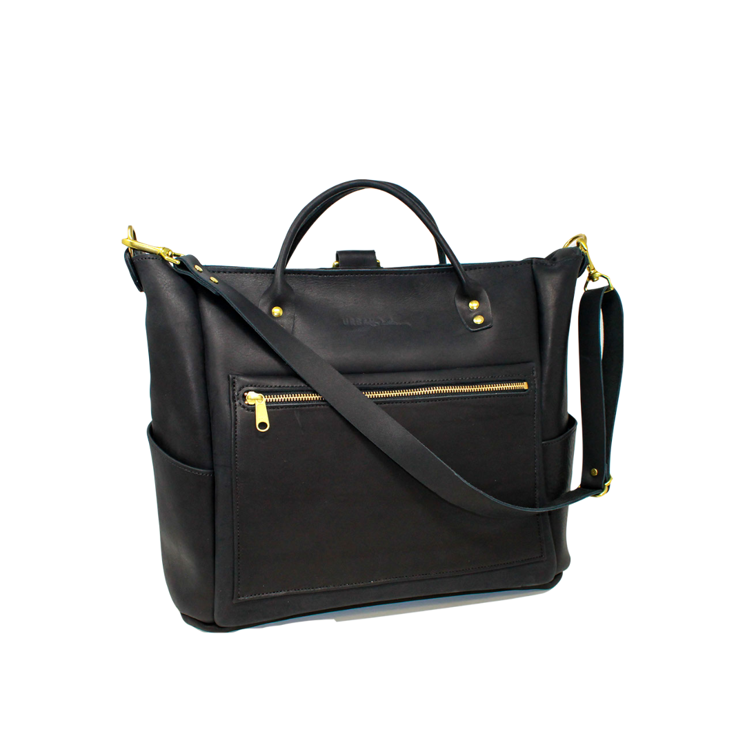The Urban Southern handcrafted leather Legacy Backpack Tote in Black.