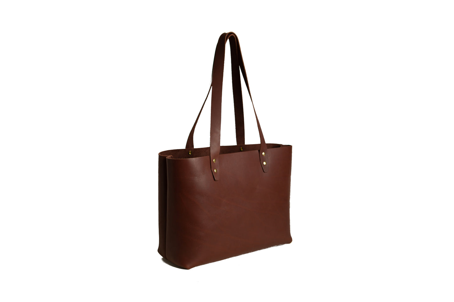 The Urban Southern handcrafted Leather Tote in Chestnut Brown.