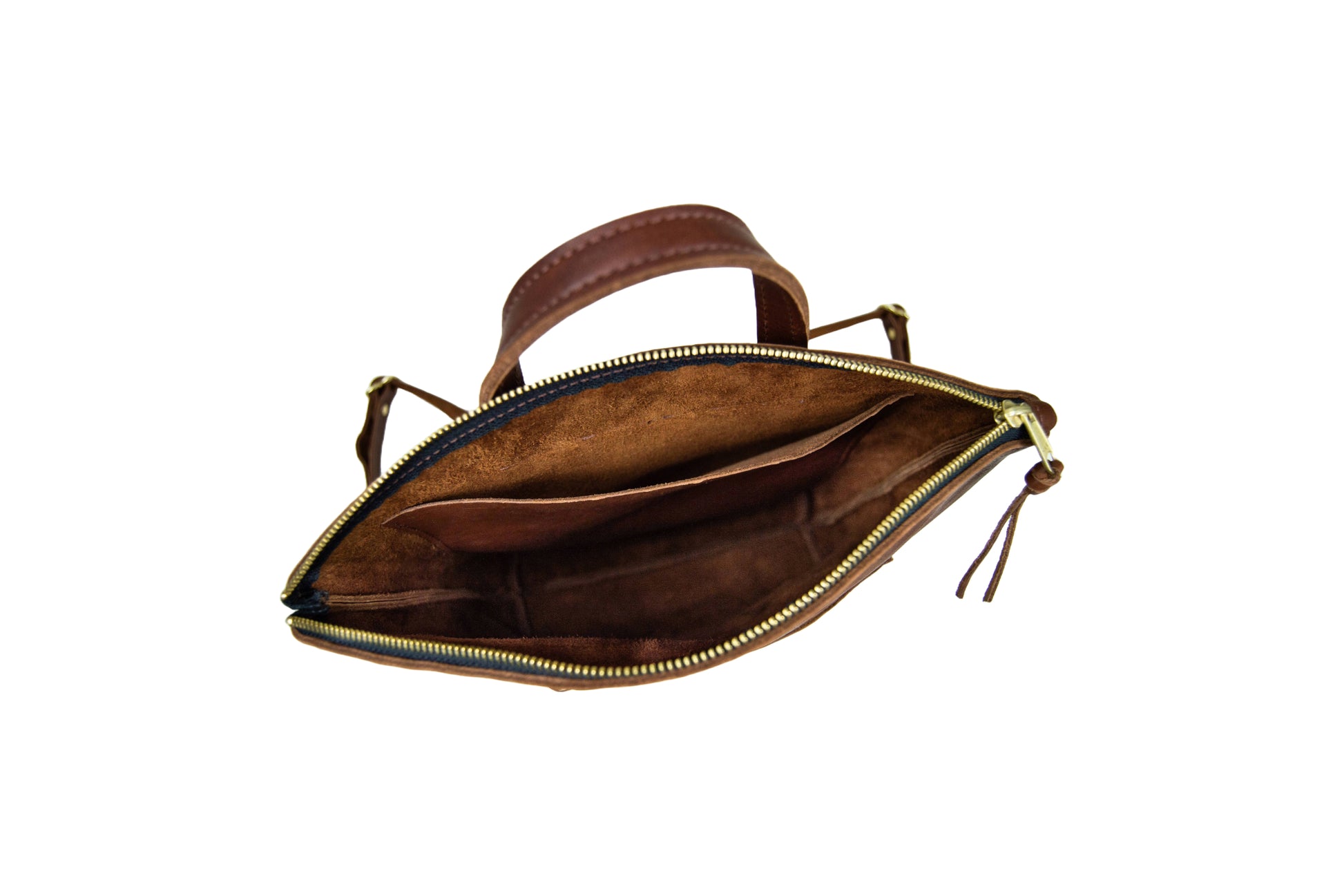 Inside storage area of the Brooklyn Backpack with interior side pocket.