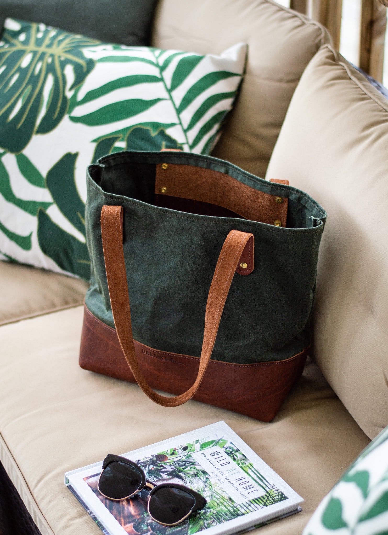 Canvas leather tote on sale