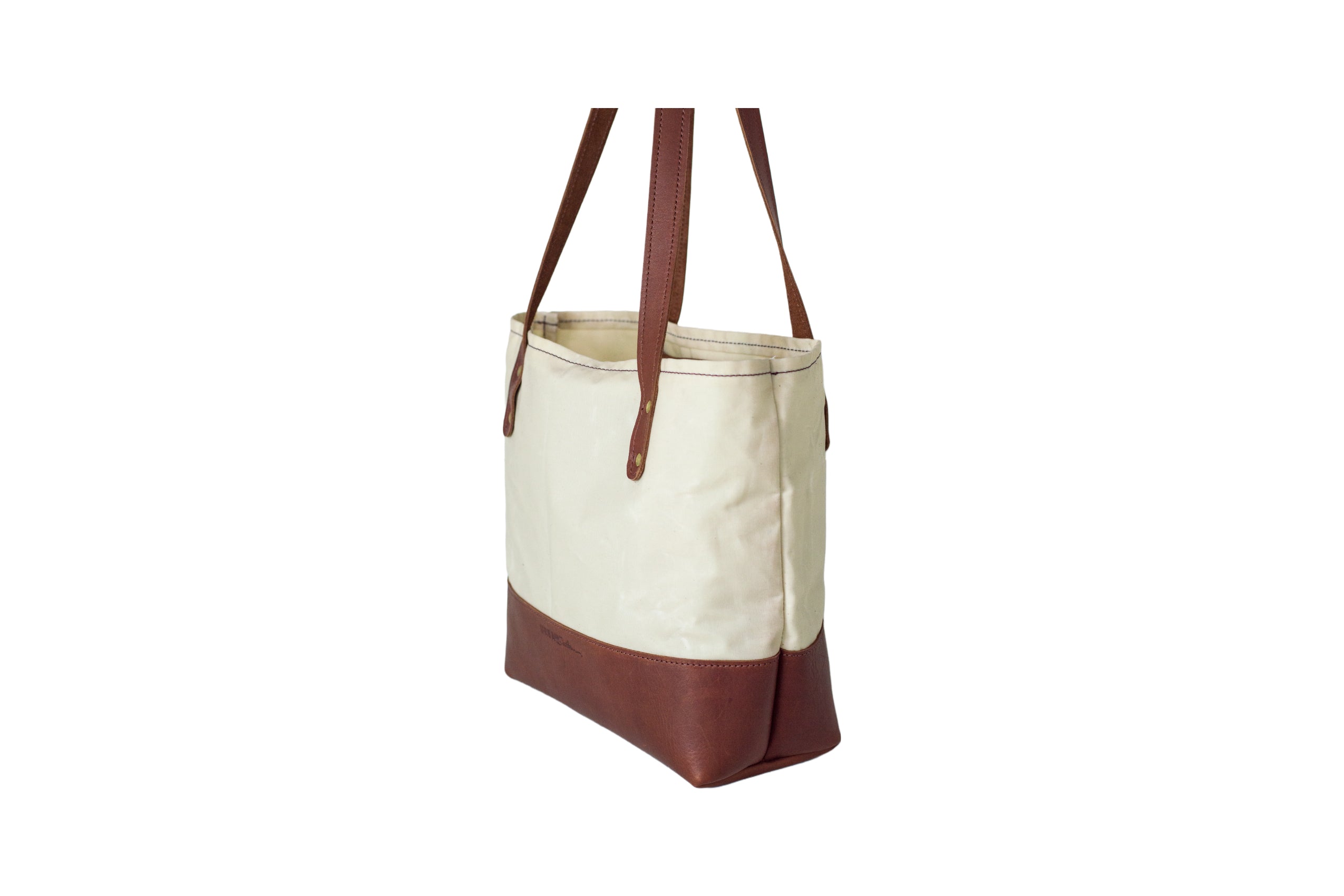 Leather canvas tote best sale