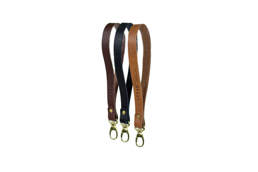 The Urban Southern handcrafted leather Wristlet is available in three colors: Honey, Chestnut Brown, and Black.