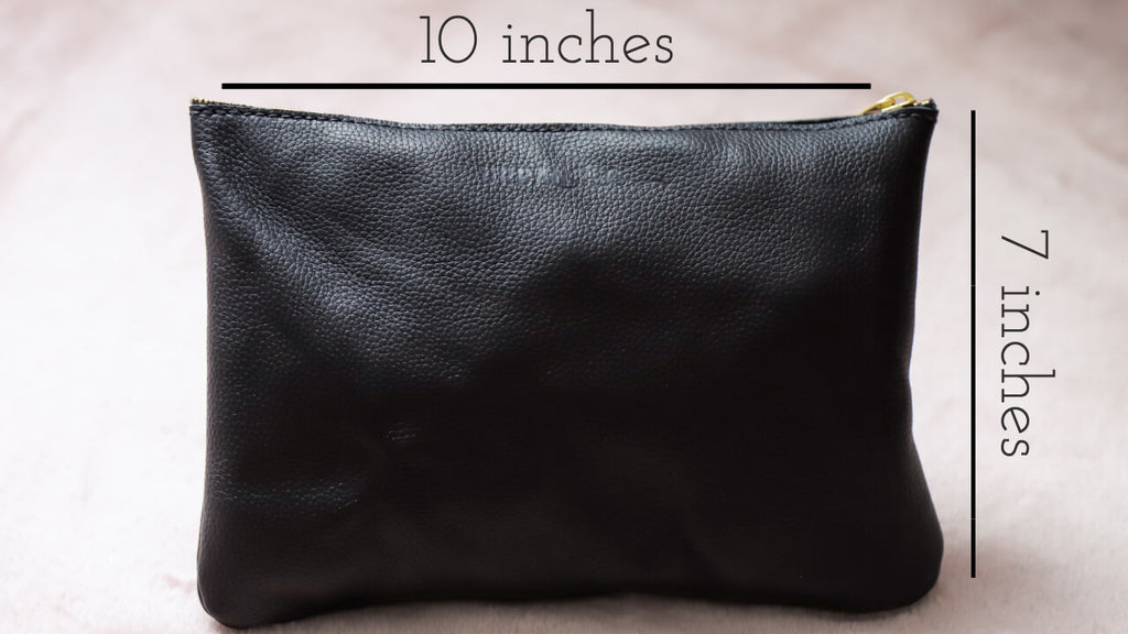 Large Full-Grain Leather Zipper Pouch, No. 3 Zip It Bag