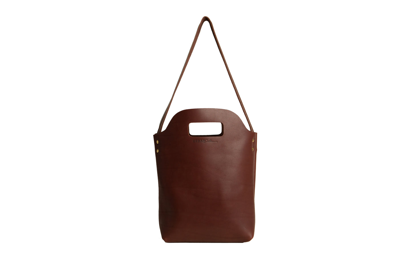 The Urban Southern handcrafted leather Mini Market Tote in Chestnut Brown